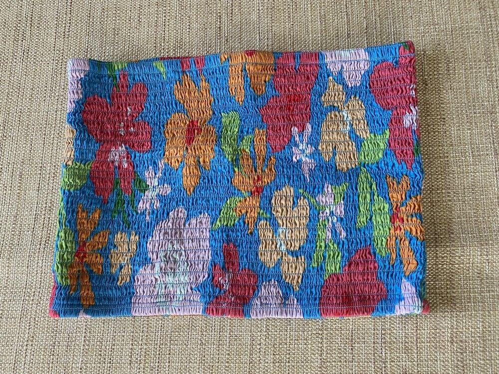 Billabong Smocked Tube Top Floral Strapless Crop Blue Small